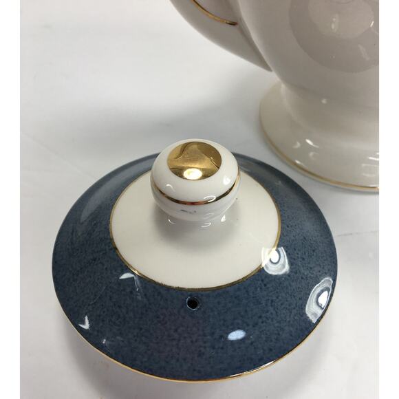 NIKKO Double Phoenix Ironstone Riviera Slate Blue Teapot Made in Japan RARE! - Picture 10 of 13